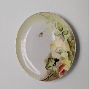 Vintage Hand Painted Nippon Floral Plate Gold Trim